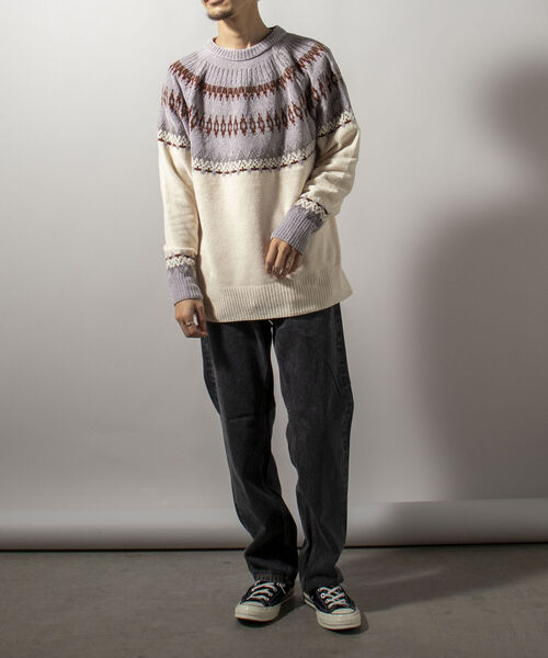 GLOSTER（グロスター）の「【GLOSTER/グロスター】ノルディックニット 求心柄モールニット プルオーバー（ニット/セーター・メンズ・ホワイト系その他/ブラウン系その他/イエロー系その他・MEDIUM/LARGE）」の9枚目の写真