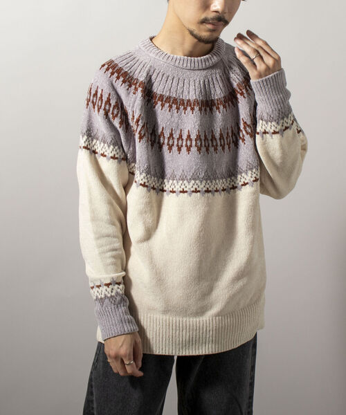 GLOSTER（グロスター）の「【GLOSTER/グロスター】ノルディックニット 求心柄モールニット プルオーバー（ニット/セーター・メンズ・ホワイト系その他/ブラウン系その他/イエロー系その他・MEDIUM/LARGE）」の11枚目の写真