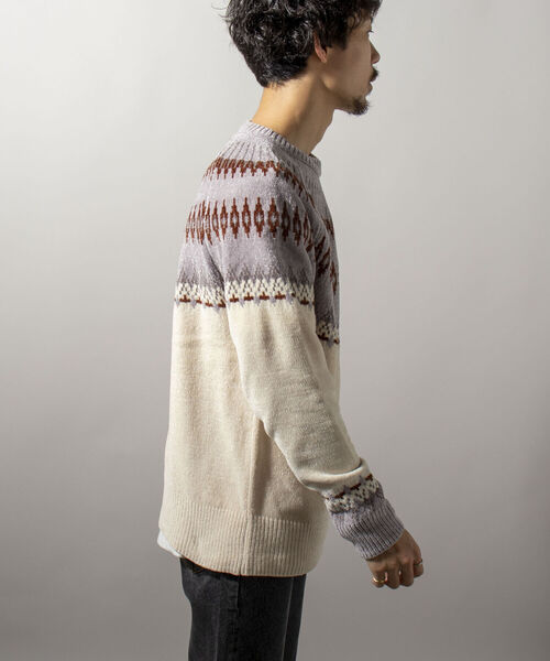 GLOSTER（グロスター）の「【GLOSTER/グロスター】ノルディックニット 求心柄モールニット プルオーバー（ニット/セーター・メンズ・ホワイト系その他/ブラウン系その他/イエロー系その他・MEDIUM/LARGE）」の14枚目の写真