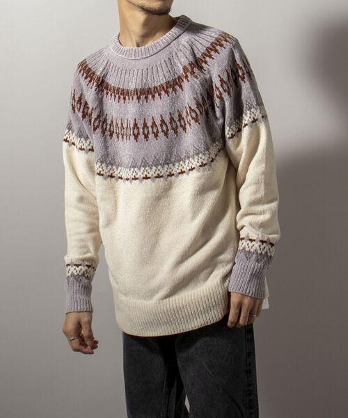 GLOSTER（グロスター）の「【GLOSTER/グロスター】ノルディックニット 求心柄モールニット プルオーバー（ニット/セーター・メンズ・ホワイト系その他/ブラウン系その他/イエロー系その他・MEDIUM/LARGE）」の16枚目の写真