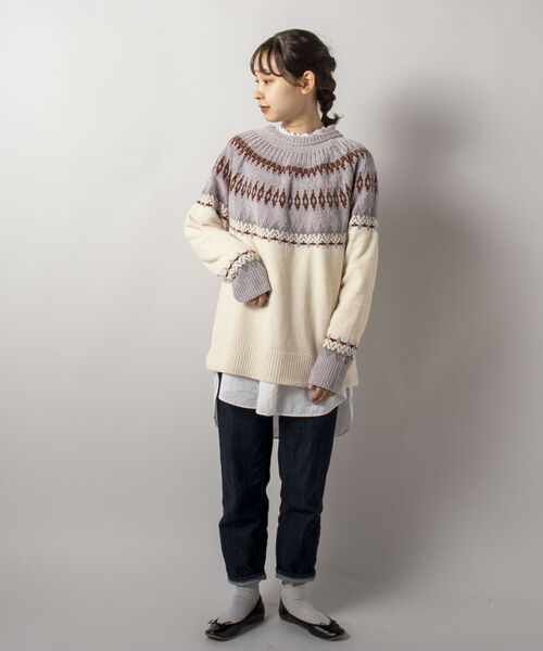 GLOSTER（グロスター）の「【GLOSTER/グロスター】ノルディックニット 求心柄モールニット プルオーバー（ニット/セーター・メンズ・ホワイト系その他/ブラウン系その他/イエロー系その他・MEDIUM/LARGE）」の17枚目の写真