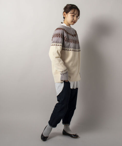 GLOSTER（グロスター）の「【GLOSTER/グロスター】ノルディックニット 求心柄モールニット プルオーバー（ニット/セーター・メンズ・ホワイト系その他/ブラウン系その他/イエロー系その他・MEDIUM/LARGE）」の18枚目の写真