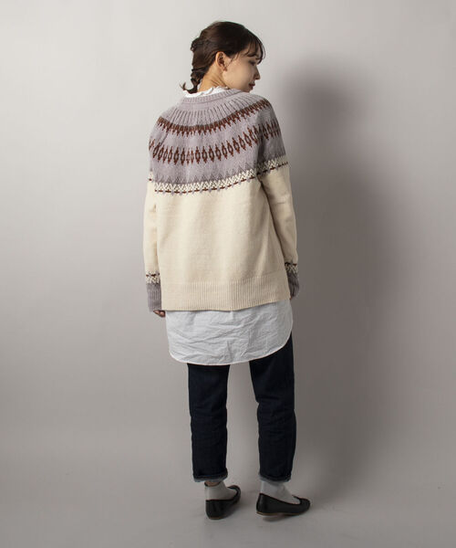 GLOSTER（グロスター）の「【GLOSTER/グロスター】ノルディックニット 求心柄モールニット プルオーバー（ニット/セーター・メンズ・ホワイト系その他/ブラウン系その他/イエロー系その他・MEDIUM/LARGE）」の19枚目の写真