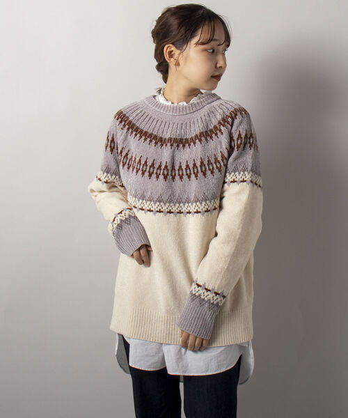 GLOSTER（グロスター）の「【GLOSTER/グロスター】ノルディックニット 求心柄モールニット プルオーバー（ニット/セーター・メンズ・ホワイト系その他/ブラウン系その他/イエロー系その他・MEDIUM/LARGE）」の20枚目の写真