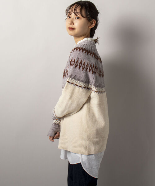 GLOSTER（グロスター）の「【GLOSTER/グロスター】ノルディックニット 求心柄モールニット プルオーバー（ニット/セーター・メンズ・ホワイト系その他/ブラウン系その他/イエロー系その他・MEDIUM/LARGE）」の21枚目の写真