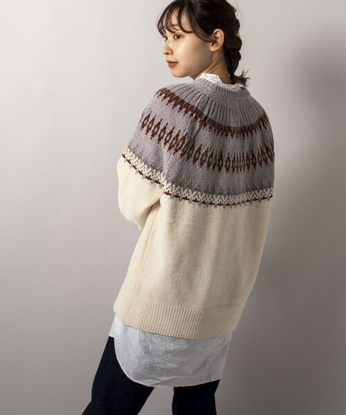 GLOSTER（グロスター）の「【GLOSTER/グロスター】ノルディックニット 求心柄モールニット プルオーバー（ニット/セーター・メンズ・ホワイト系その他/ブラウン系その他/イエロー系その他・MEDIUM/LARGE）」の22枚目の写真