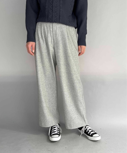 PICCIN(ピッチン)の「ウールセミワイドパンツ(スラックス・レディース・ライトグレー/モカ・M)」の1枚目の写真