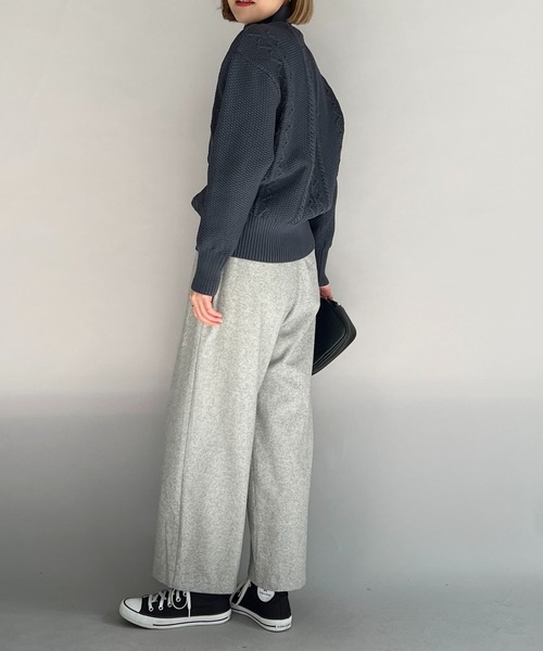 PICCIN(ピッチン)の「ウールセミワイドパンツ(スラックス・レディース・ライトグレー/モカ・M)」の17枚目の写真