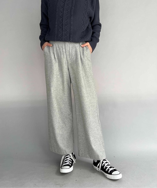 PICCIN(ピッチン)の「ウールセミワイドパンツ(スラックス・レディース・ライトグレー/モカ・M)」の3枚目の写真