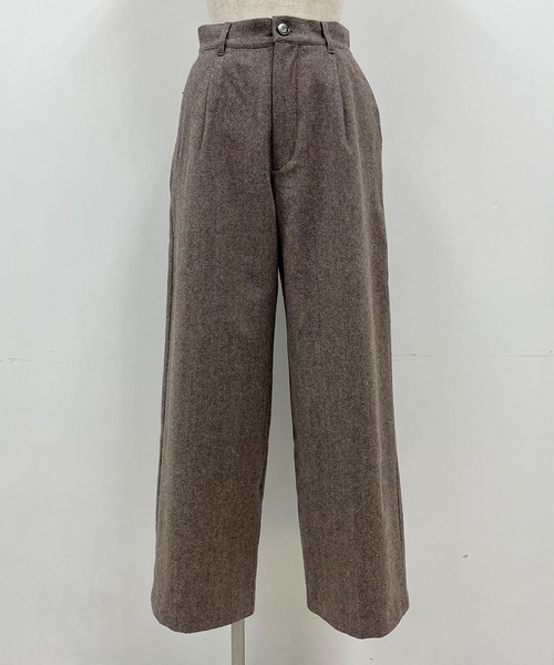 PICCIN(ピッチン)の「ウールセミワイドパンツ(スラックス・レディース・ライトグレー/モカ・M)」の5枚目の写真