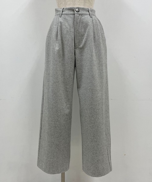 PICCIN(ピッチン)の「ウールセミワイドパンツ(スラックス・レディース・ライトグレー/モカ・M)」の12枚目の写真