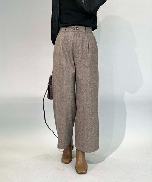 PICCIN(ピッチン)の「ウールセミワイドパンツ(スラックス・レディース・ライトグレー/モカ・M)」の21枚目の写真