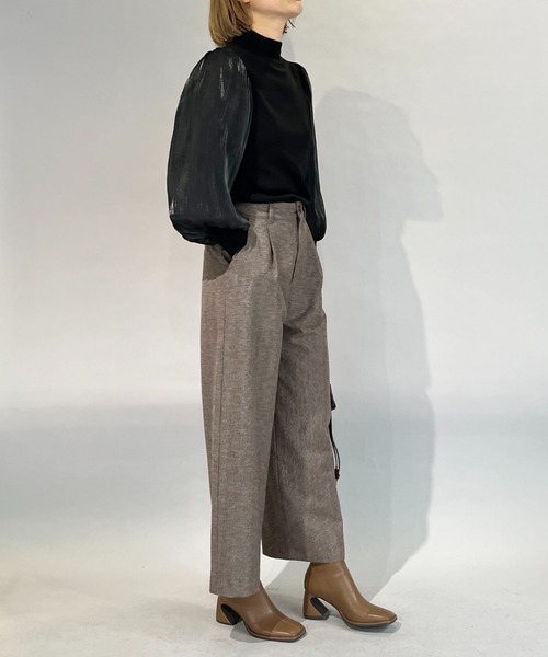 PICCIN(ピッチン)の「ウールセミワイドパンツ(スラックス・レディース・ライトグレー/モカ・M)」の15枚目の写真