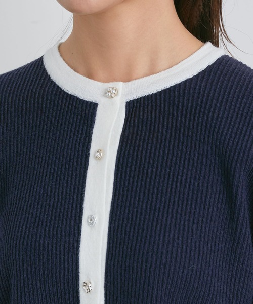 vis-`a-vis（ビサビ）の「【WEB限定】いろいろ釦バイカラー短丈クルーカーディガン（カーディガン/ボレロ・レディース・ホワイト/ネイビー/ピンク・FREE）」の11枚目の写真
