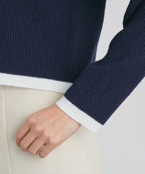 vis-`a-vis（ビサビ）の「【WEB限定】いろいろ釦バイカラー短丈クルーカーディガン（カーディガン/ボレロ・レディース・ホワイト/ネイビー/ピンク・FREE）」の8枚目の写真