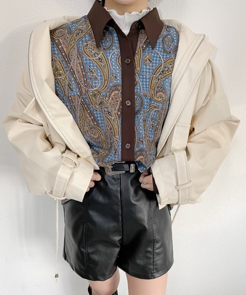 nemne store(ネンネストア)の「アソート配色柄シャツ(シャツ/ブラウス・レディース・ブラック系その他/アイボリー系/ネイビー系・フリー)」の2枚目の写真