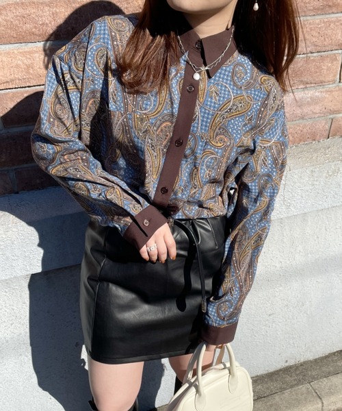 nemne store(ネンネストア)の「アソート配色柄シャツ(シャツ/ブラウス・レディース・ブラック系その他/アイボリー系/ネイビー系・フリー)」の4枚目の写真