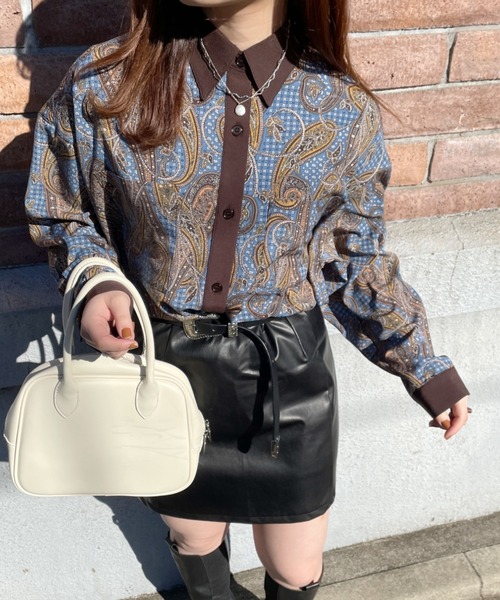 nemne store(ネンネストア)の「アソート配色柄シャツ(シャツ/ブラウス・レディース・ブラック系その他/アイボリー系/ネイビー系・フリー)」の5枚目の写真