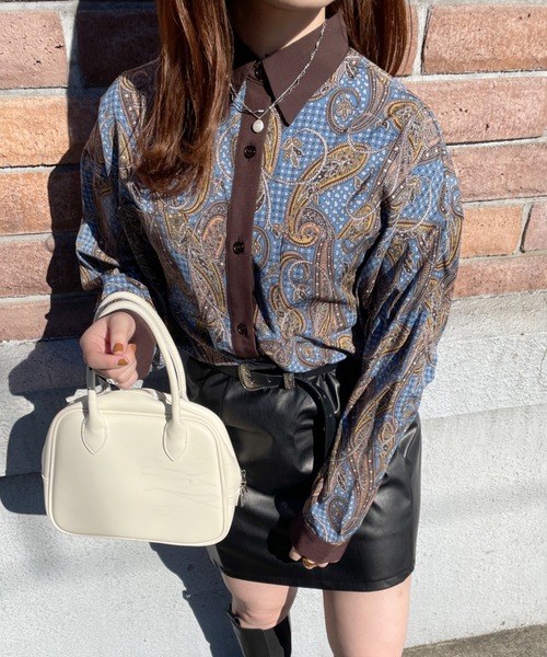 nemne store(ネンネストア)の「アソート配色柄シャツ(シャツ/ブラウス・レディース・ブラック系その他/アイボリー系/ネイビー系・フリー)」の7枚目の写真