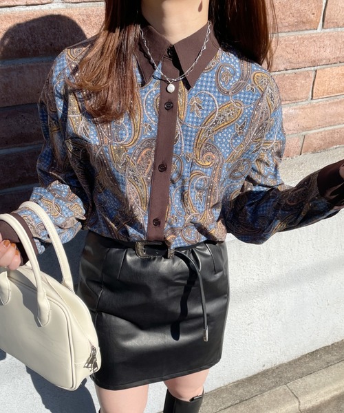 nemne store(ネンネストア)の「アソート配色柄シャツ(シャツ/ブラウス・レディース・ブラック系その他/アイボリー系/ネイビー系・フリー)」の8枚目の写真
