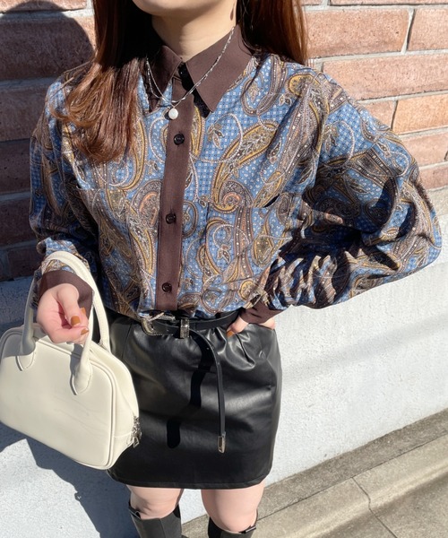 nemne store(ネンネストア)の「アソート配色柄シャツ(シャツ/ブラウス・レディース・ブラック系その他/アイボリー系/ネイビー系・フリー)」の9枚目の写真