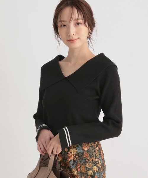 Andemiu（アンデミュウ）の「ビックエリニット264124（ニット/セーター・レディース・ブラック/アイボリー/ラベンダー/ベージュ・FREE）」の3枚目の写真