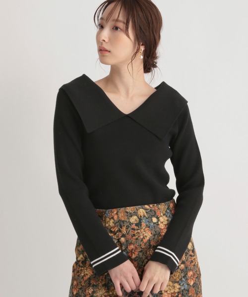 Andemiu（アンデミュウ）の「ビックエリニット264124（ニット/セーター・レディース・ブラック/アイボリー/ラベンダー/ベージュ・FREE）」の6枚目の写真