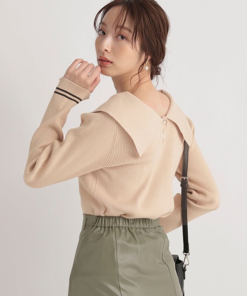 Andemiu（アンデミュウ）の「ビックエリニット264124（ニット/セーター・レディース・ブラック/アイボリー/ラベンダー/ベージュ・FREE）」の12枚目の写真