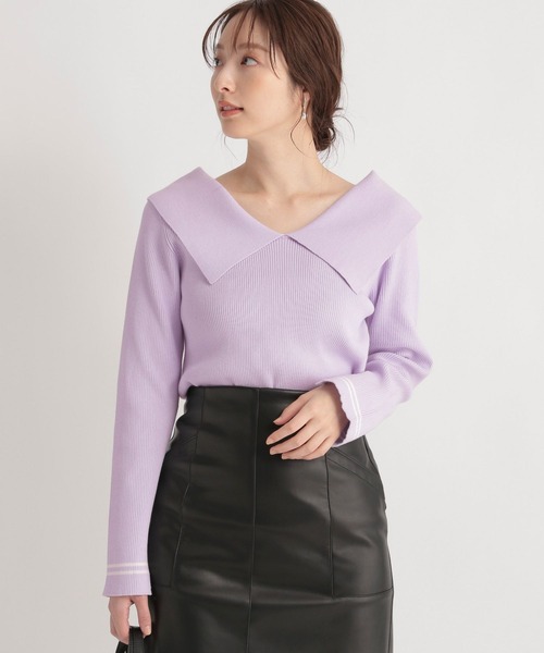 Andemiu（アンデミュウ）の「ビックエリニット264124（ニット/セーター・レディース・ブラック/アイボリー/ラベンダー/ベージュ・FREE）」の16枚目の写真