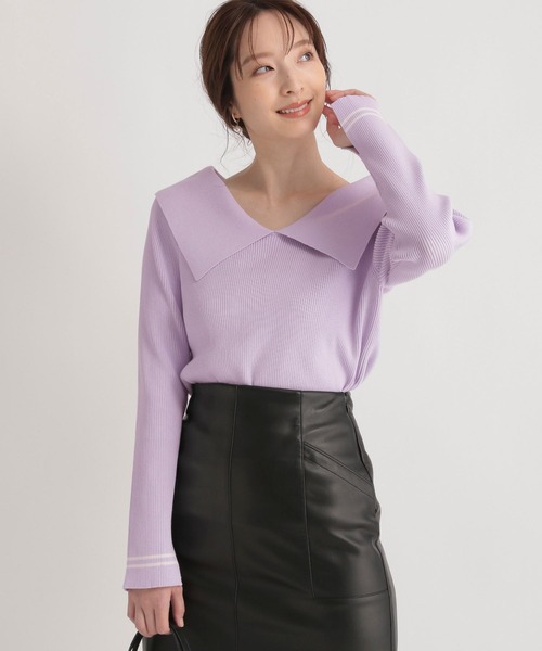 Andemiu（アンデミュウ）の「ビックエリニット264124（ニット/セーター・レディース・ブラック/アイボリー/ラベンダー/ベージュ・FREE）」の17枚目の写真