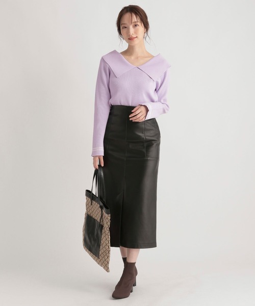 Andemiu（アンデミュウ）の「ビックエリニット264124（ニット/セーター・レディース・ブラック/アイボリー/ラベンダー/ベージュ・FREE）」の19枚目の写真