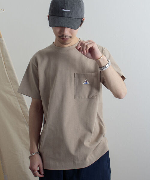 GEVACO（ゲバコ）の「【GEVACO/ゲバコ】オープンエンド度詰め天竺 半袖ポケット付きTシャツ（Tシャツ/カットソー・メンズ・ホワイト/ベージュ/ネイビー/サックスブルー/ピンク・SMALL/MEDIUM/LARGE）」の3枚目の写真