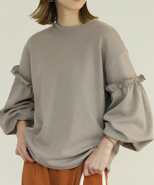 reca（レカ）の「ボリューム袖カットソー（Tシャツ/カットソー・レディース・グレー/グレイッシュベージュ/チャコール・FREE）」の7枚目の写真