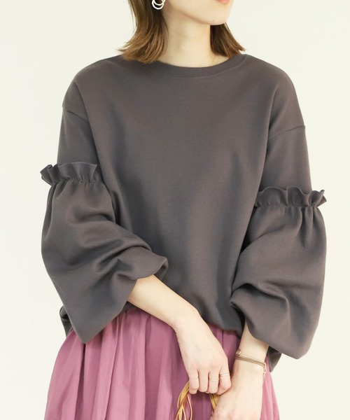 reca（レカ）の「ボリューム袖カットソー（Tシャツ/カットソー・レディース・グレー/グレイッシュベージュ/チャコール・FREE）」の10枚目の写真