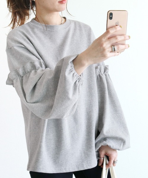 reca（レカ）の「ボリューム袖カットソー（Tシャツ/カットソー・レディース・グレー/グレイッシュベージュ/チャコール・FREE）」の21枚目の写真