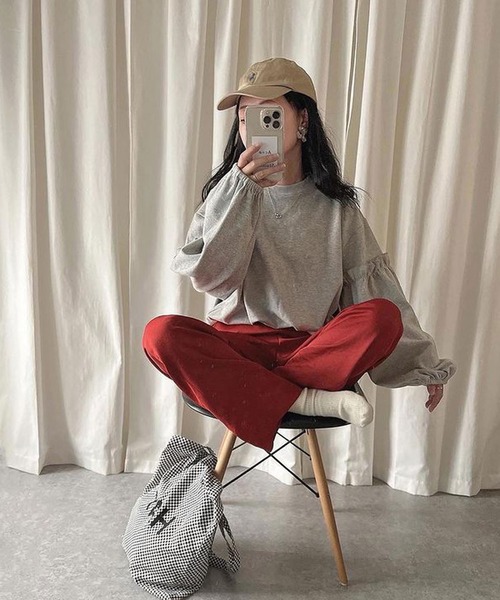 reca（レカ）の「ボリューム袖カットソー（Tシャツ/カットソー・レディース・グレー/グレイッシュベージュ/チャコール・FREE）」の16枚目の写真