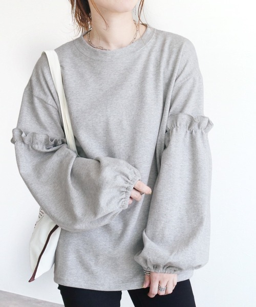 reca（レカ）の「ボリューム袖カットソー（Tシャツ/カットソー・レディース・グレー/グレイッシュベージュ/チャコール・FREE）」の20枚目の写真