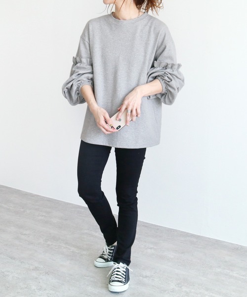 reca（レカ）の「ボリューム袖カットソー（Tシャツ/カットソー・レディース・グレー/グレイッシュベージュ/チャコール・FREE）」の22枚目の写真