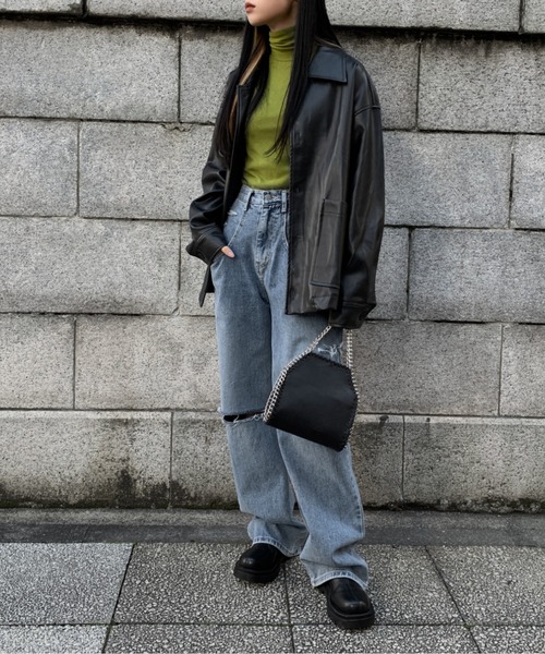 LVEU.（ラブユ.）の「Over damage denims / オーバーダメージデニム（デニムパンツ・レディース・ブルー・FREE）」の2枚目の写真