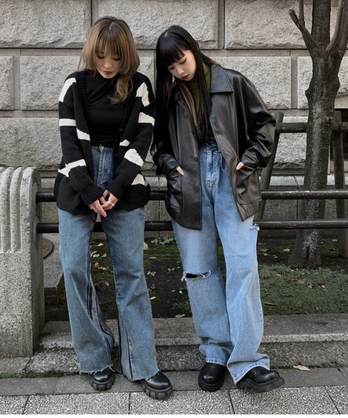 LVEU.（ラブユ.）の「Over damage denims / オーバーダメージデニム（デニムパンツ・レディース・ブルー・FREE）」の9枚目の写真