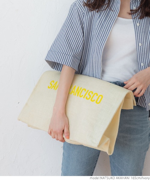 coca（coca）（コカ）の「ロゴプリントジュートバッグバッグ（トートバッグ・レディース・アイボリー・ONE SIZE）」の4枚目の写真