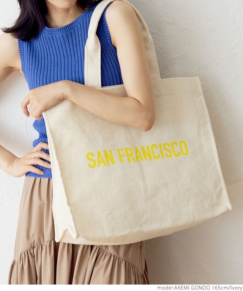 coca（coca）（コカ）の「ロゴプリントジュートバッグバッグ（トートバッグ・レディース・アイボリー・ONE SIZE）」の7枚目の写真