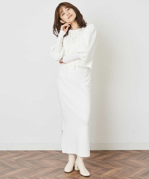 A de a.v.v（アードアー・ヴェ・ヴェ）の「［SET UP対応］レースアップ袖コンシャスニット（ニット/セーター・レディース・ピンク/ブラック/ホワイト・39）」の5枚目の写真