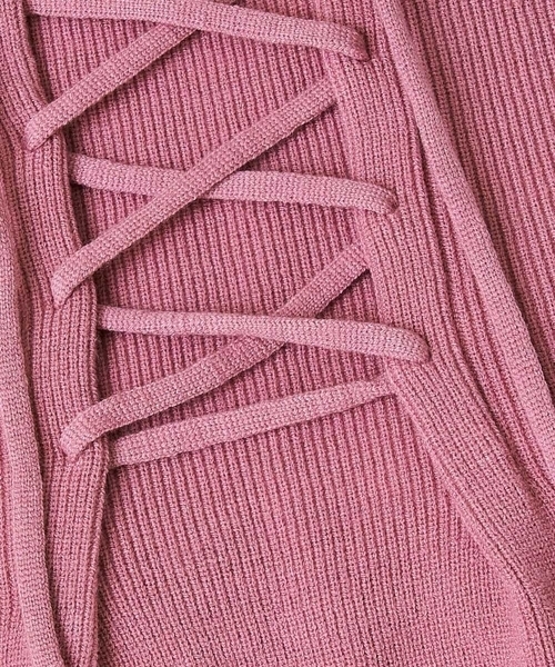 A de a.v.v（アードアー・ヴェ・ヴェ）の「［SET UP対応］レースアップ袖コンシャスニット（ニット/セーター・レディース・ピンク/ブラック/ホワイト・39）」の22枚目の写真