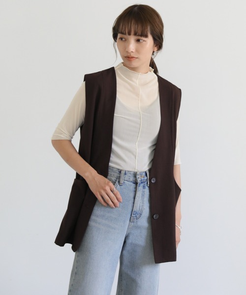 select MOCA(セレクトモカ)の「プチハイネックリンキングシアーメッシュプルオーバー(Tシャツ/カットソー・レディース・ブラック/オフホワイト/オレンジ/グリーン・FREE)」の12枚目の写真