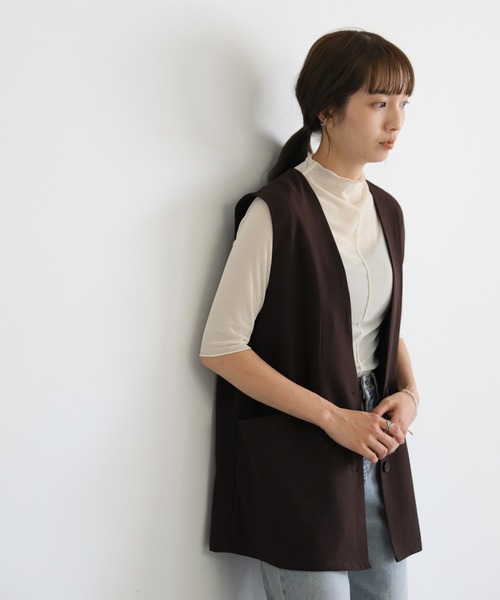 select MOCA(セレクトモカ)の「プチハイネックリンキングシアーメッシュプルオーバー(Tシャツ/カットソー・レディース・ブラック/オフホワイト/オレンジ/グリーン・FREE)」の14枚目の写真