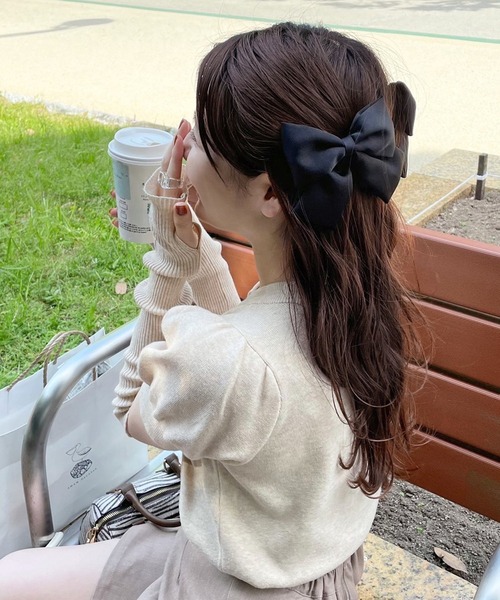 one after another NICE CLAUP（ワンアフターアナザーナイスクラップ）の「ミニリボンバレッタ2個セット（バレッタ/ヘアクリップ・レディース・ブラック/ライトベージュ・FREE）」の16枚目の写真