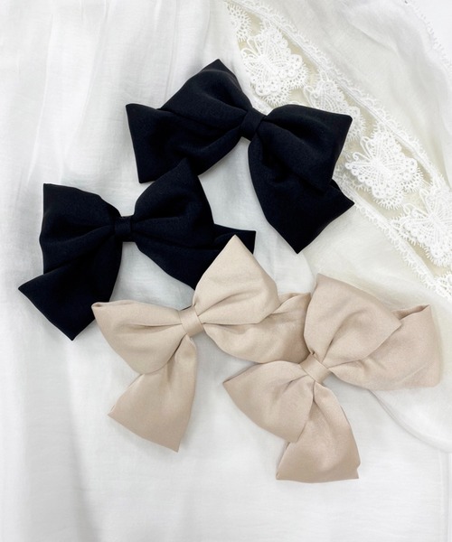 one after another NICE CLAUP（ワンアフターアナザーナイスクラップ）の「ミニリボンバレッタ2個セット（バレッタ/ヘアクリップ・レディース・ブラック/ライトベージュ・FREE）」の9枚目の写真