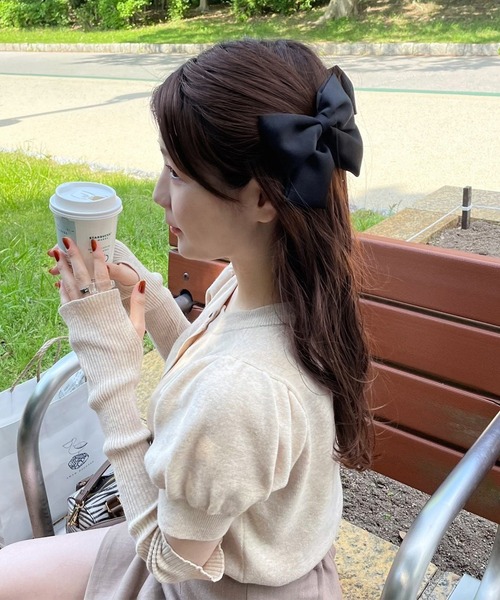 one after another NICE CLAUP（ワンアフターアナザーナイスクラップ）の「ミニリボンバレッタ2個セット（バレッタ/ヘアクリップ・レディース・ブラック/ライトベージュ・FREE）」の15枚目の写真