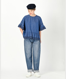 【美品】45R インドリネンのカットワークカシュクールTシャツ 45R（フォーティファイブアール）の「インドリネンのカットワーク